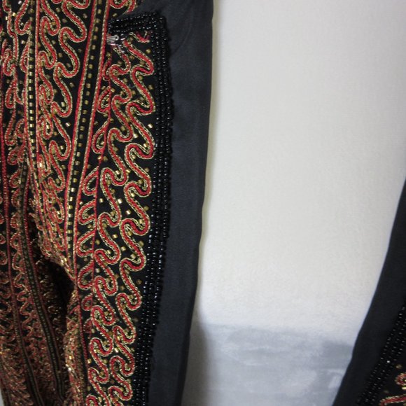 Papell Boutique Black Silk Embroidered Beaded Evening Jacket Vintage Size Medium - Picture 4 of 13